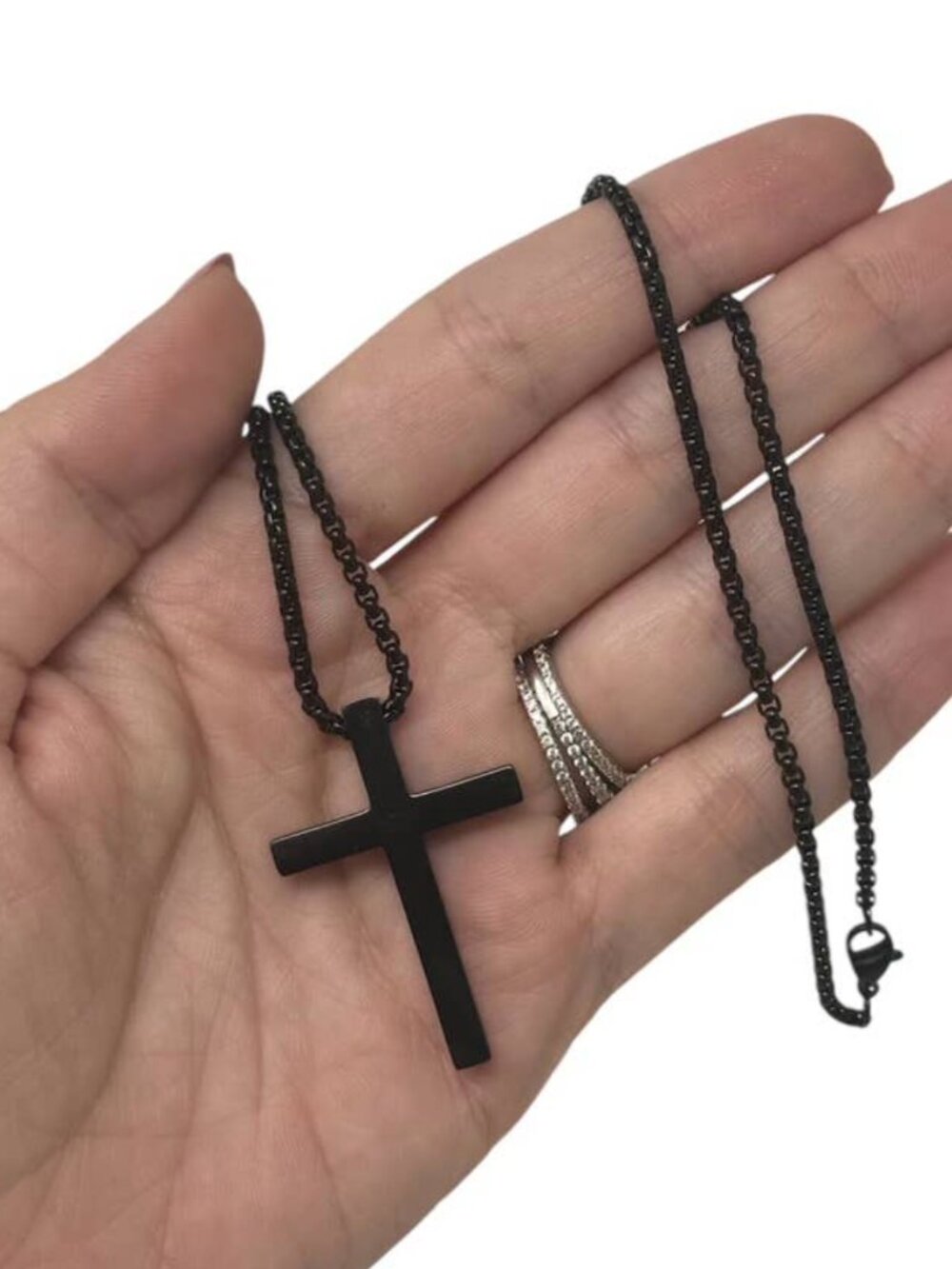 The Savior's Love - Men's Unisex Black Cross Necklace